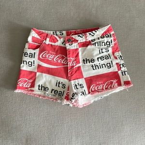 Coca Cola retro shorts in muted red